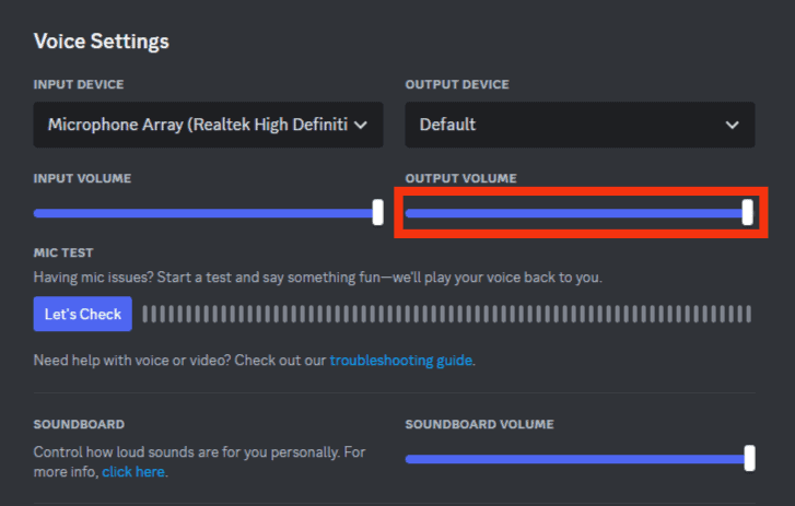 Move The 'Output Volume' Slider To The Right