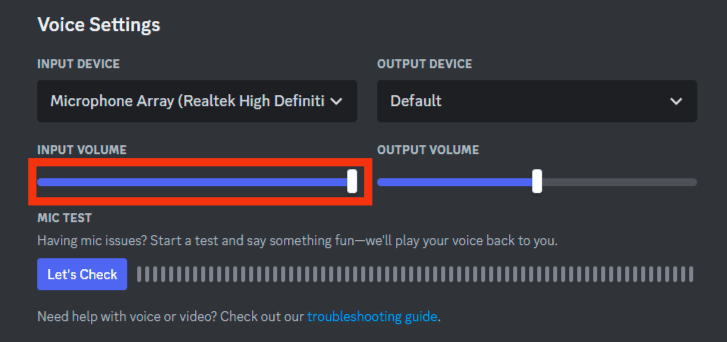 Move The Slider Under Input Volume To The Right