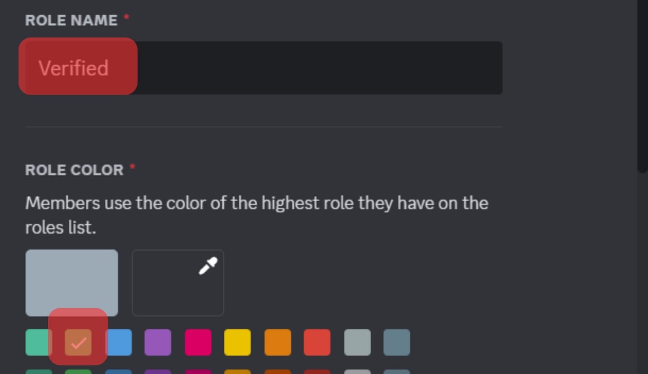 Name It Verified And Select A Role Color. 