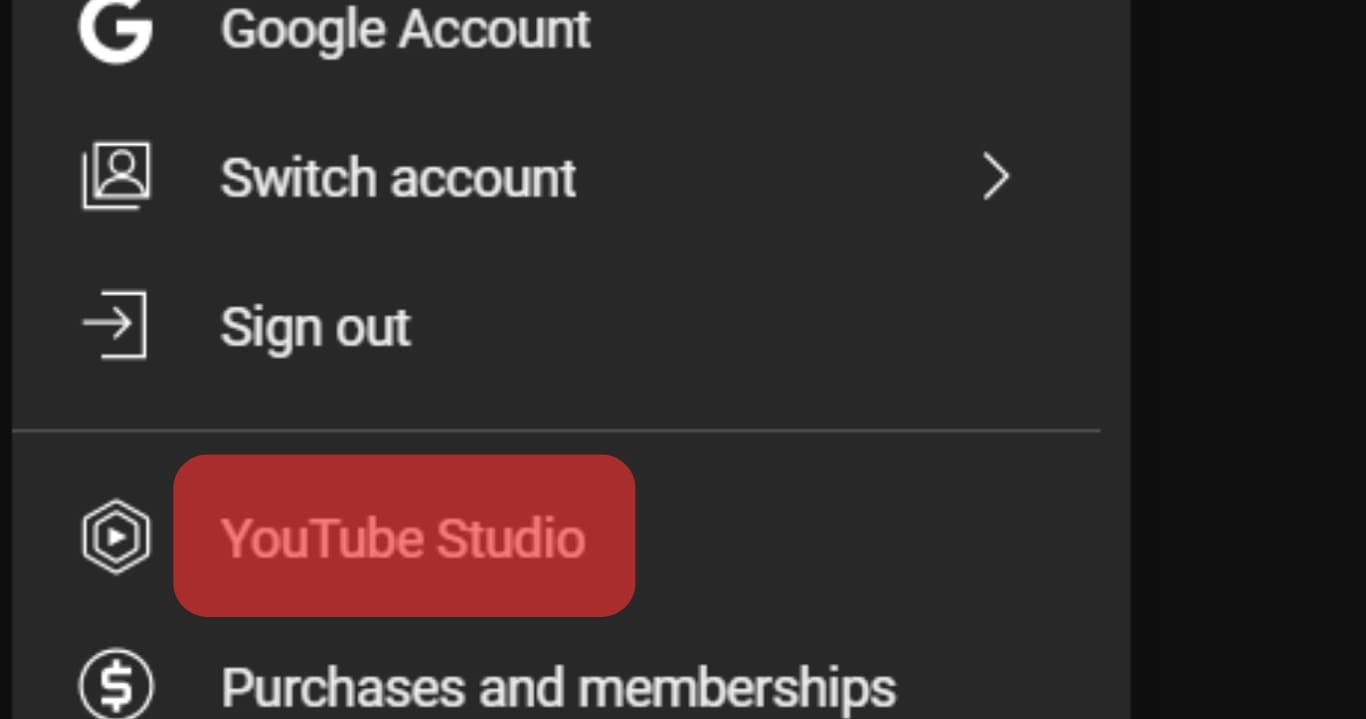 Navigate To Youtube Studio.