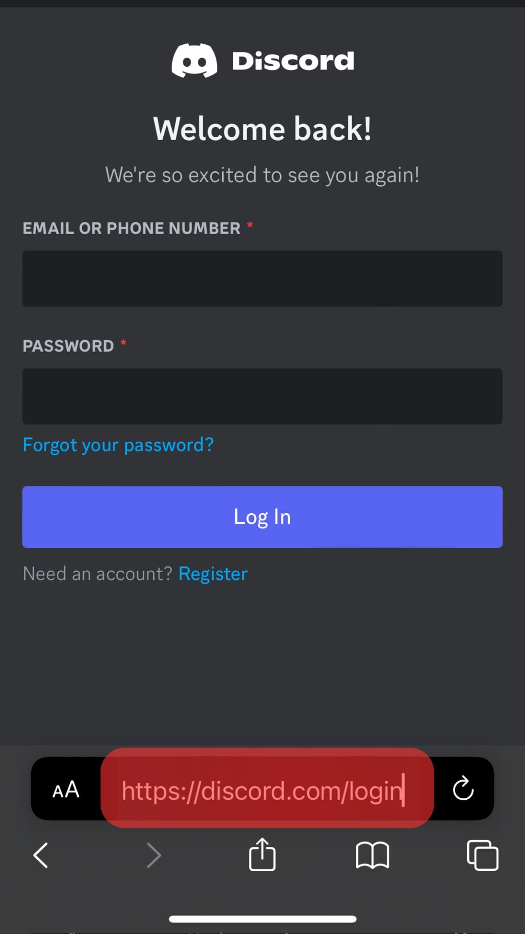 Navigate To The Discord Login Page.