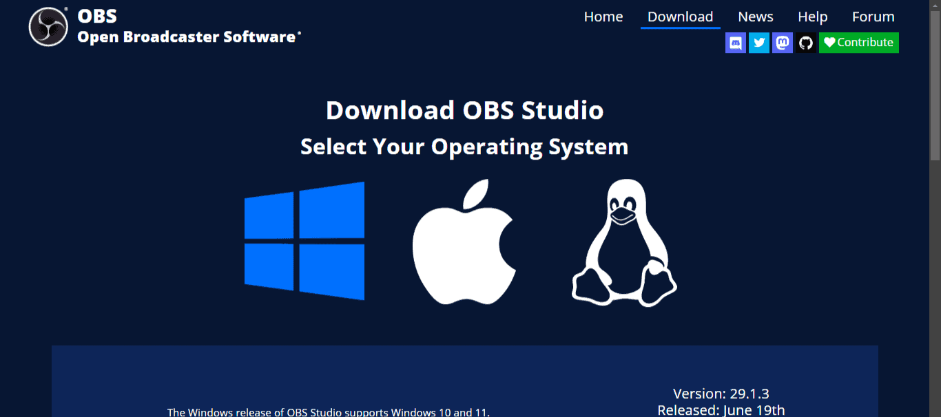 Navigate To The Obs Download Page