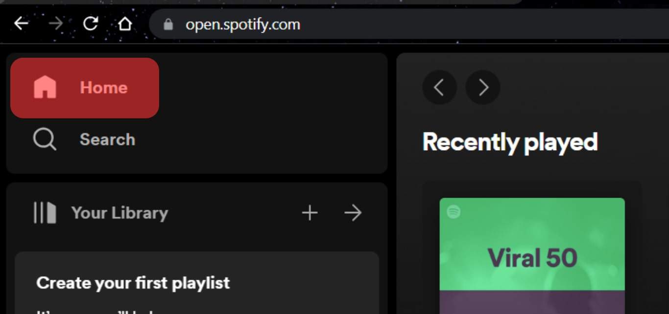 Navigate To The Spotify Main Screen