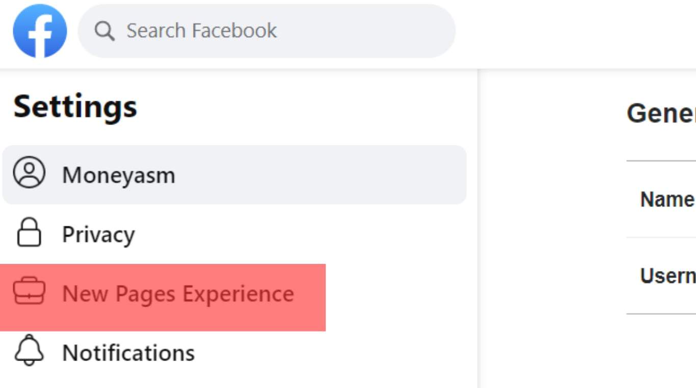New Page Experience Fb Page