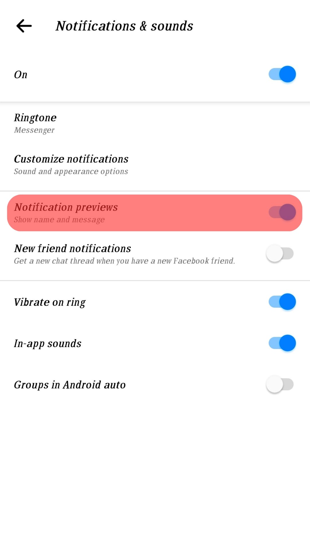 Notification Previews Messenger