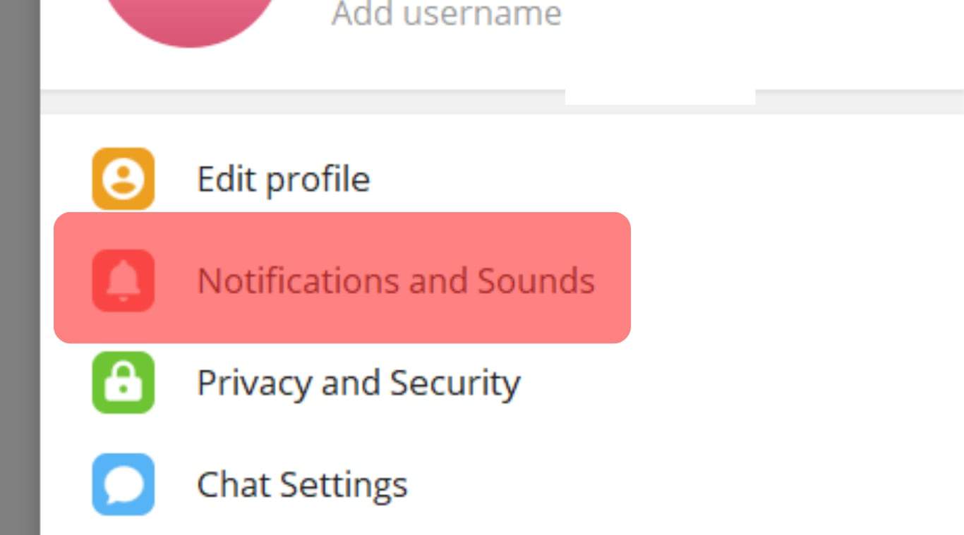 Notifications And Sounds Option Telegram Pc