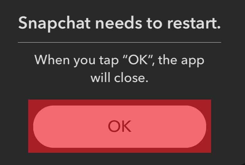 Ok After Clearing Cache On Snapchat