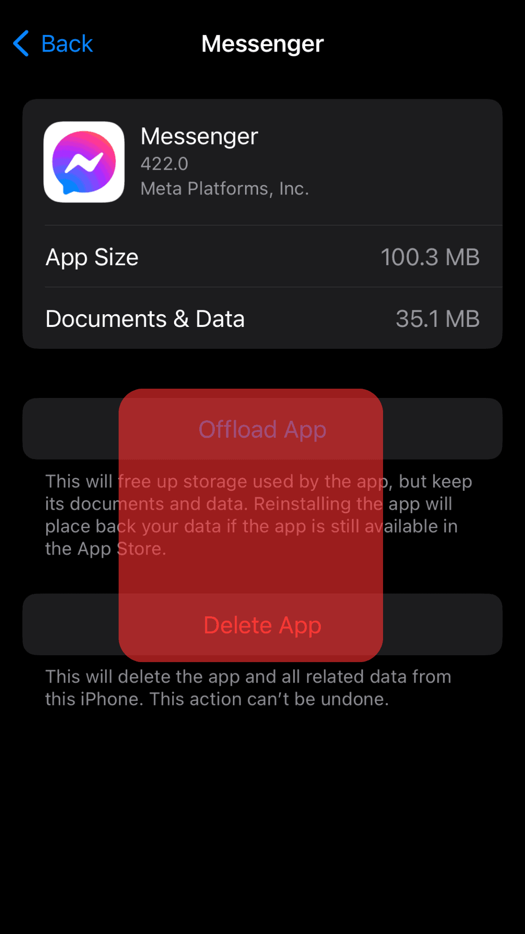 Offload App And Delete App