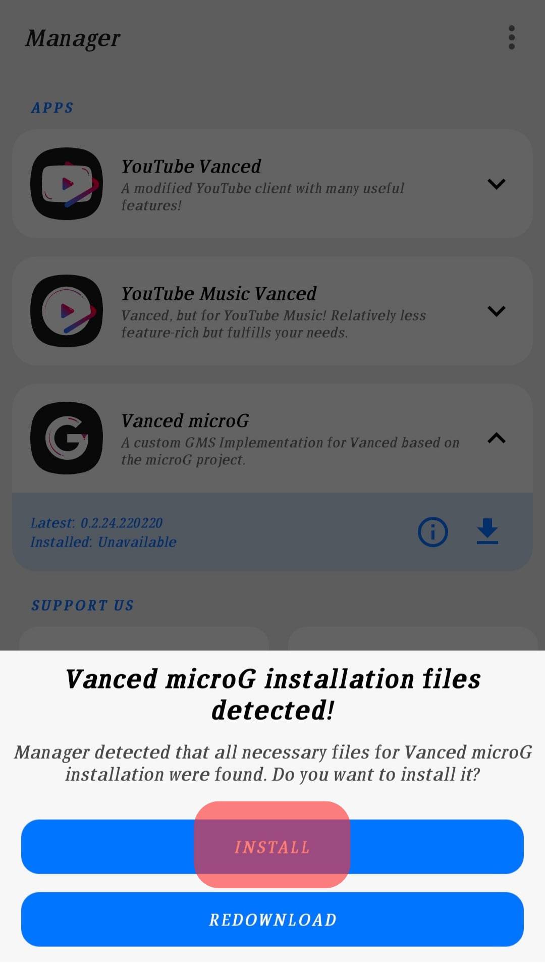 Once Microg Downloads, Tap The Install Button.