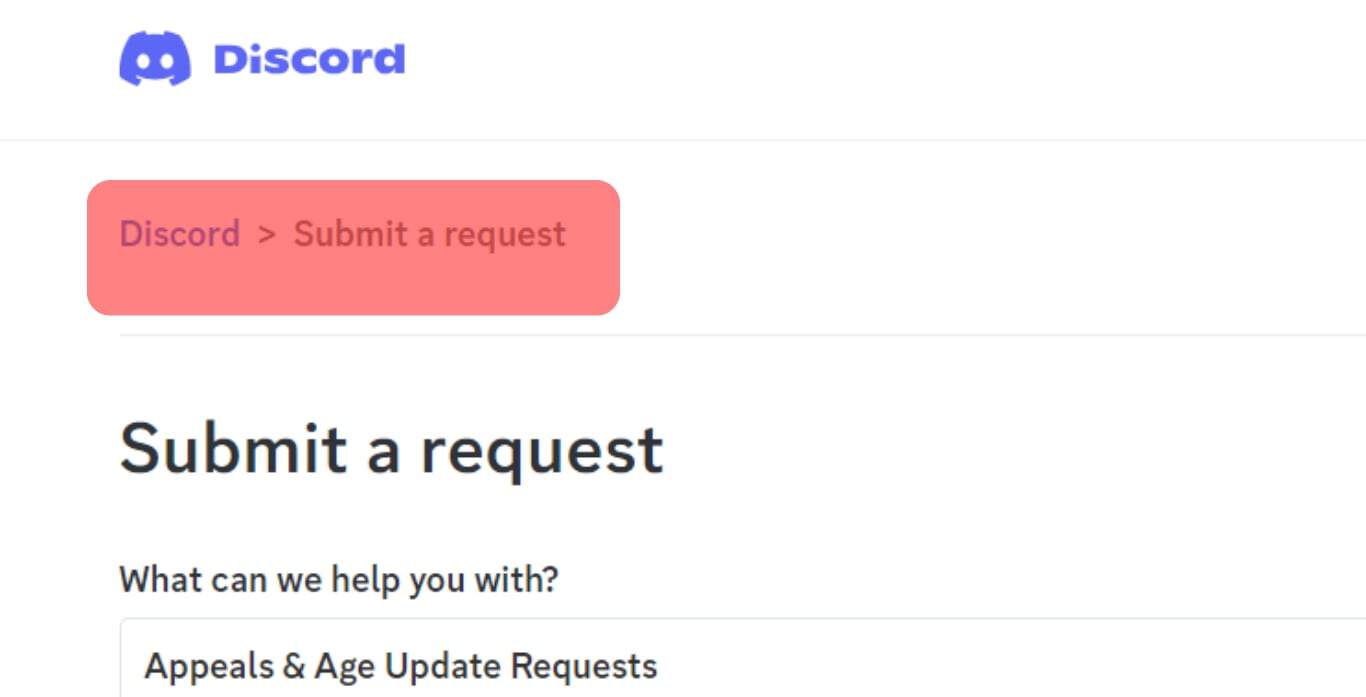 Open Discord's Request Submitting Page.