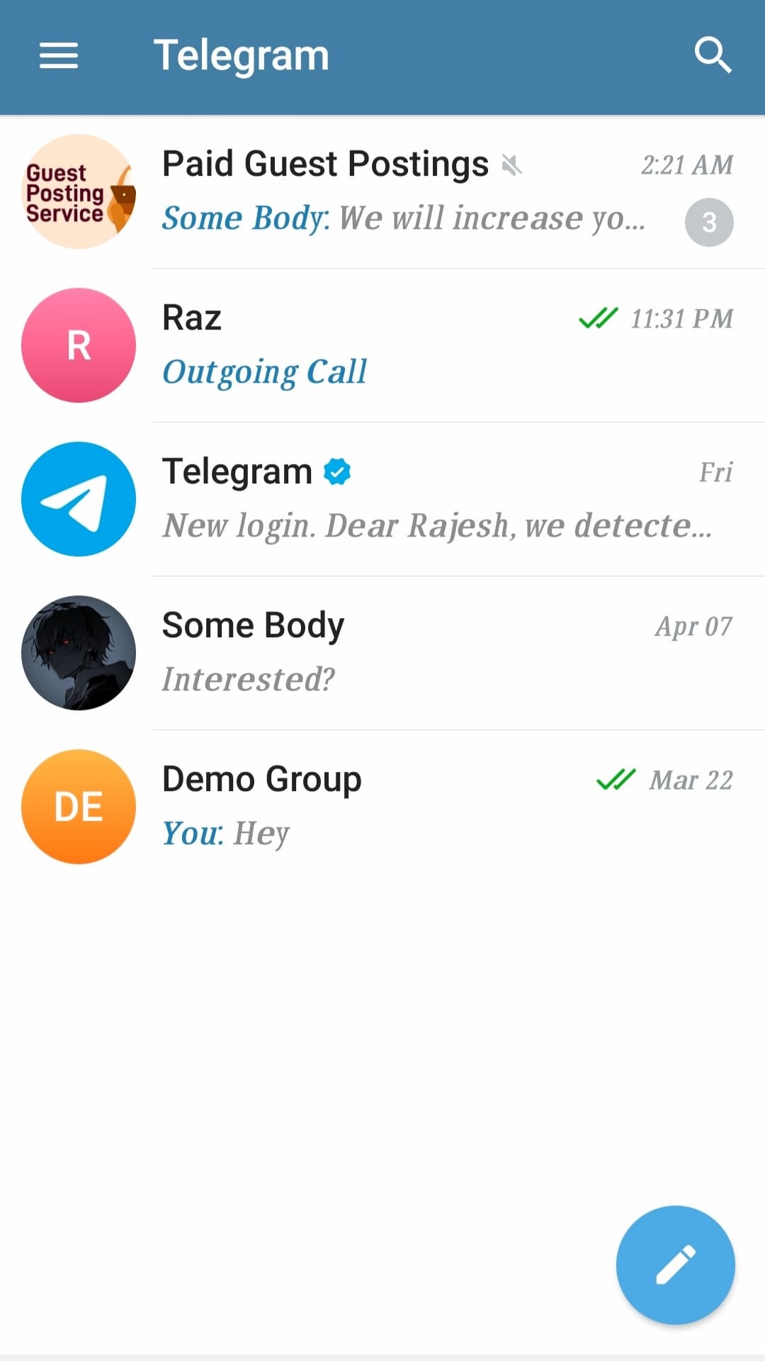 Open Telegram Chat Section