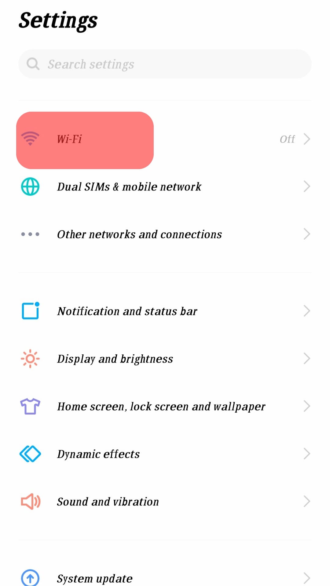 Open Wi-Fi Or Network Connections Settings Android