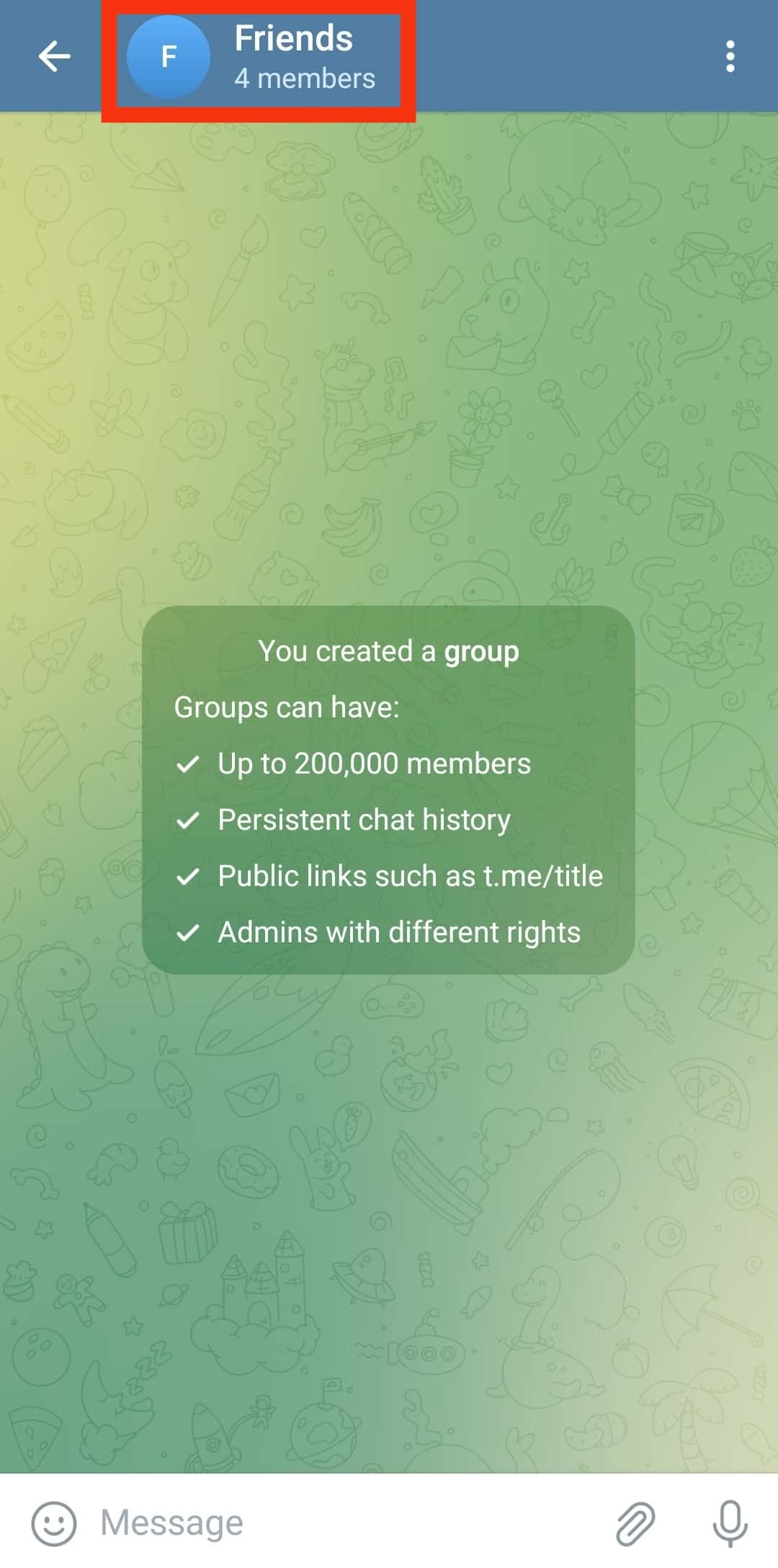 Tap On The Group Name At Top
