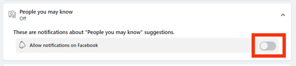 Or Turn Off The Allow Notification On Facebook Toggle