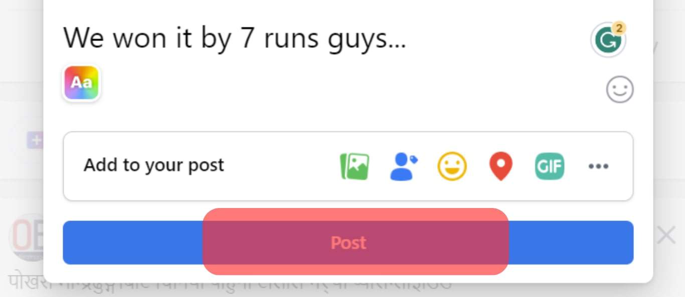 Post Button To Share The Update
