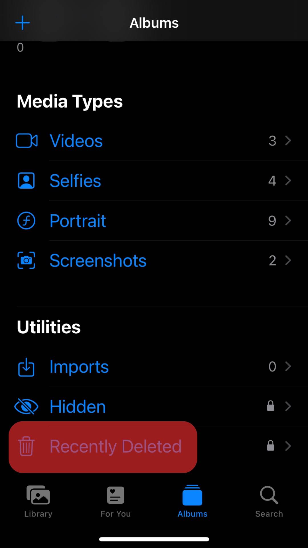 Recently Deleted Album Iphone
