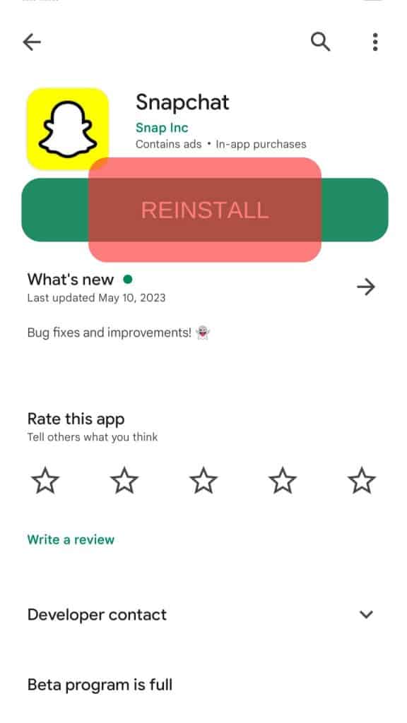Reinstall Snapchat