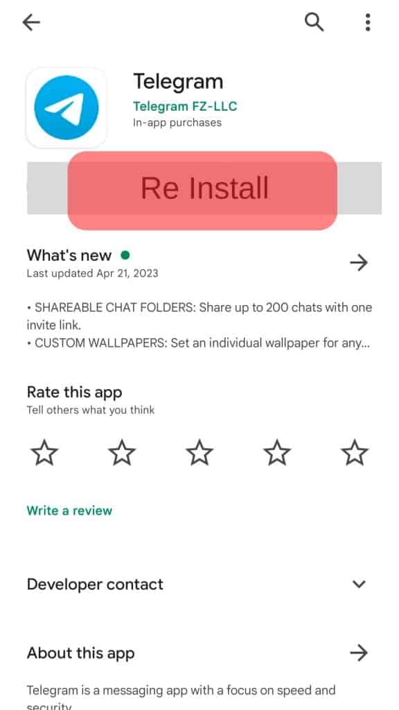 Reinstall Telegram.