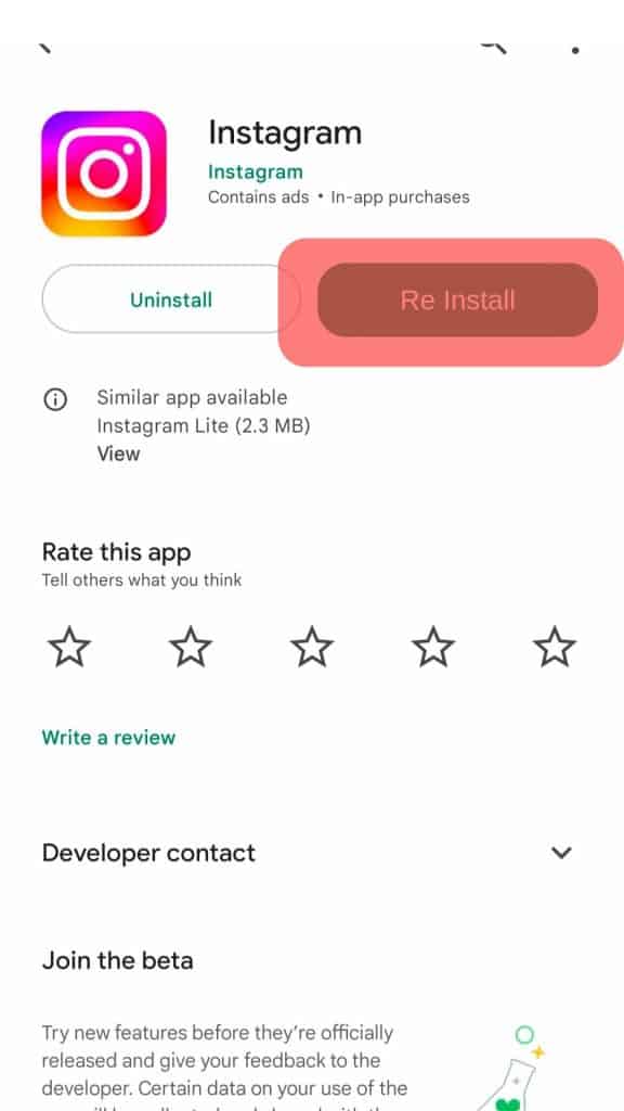 Reinstalling The Instagram App