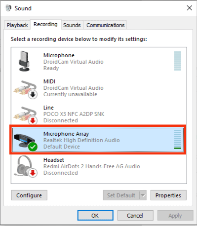 Right-Click On The Recording Device