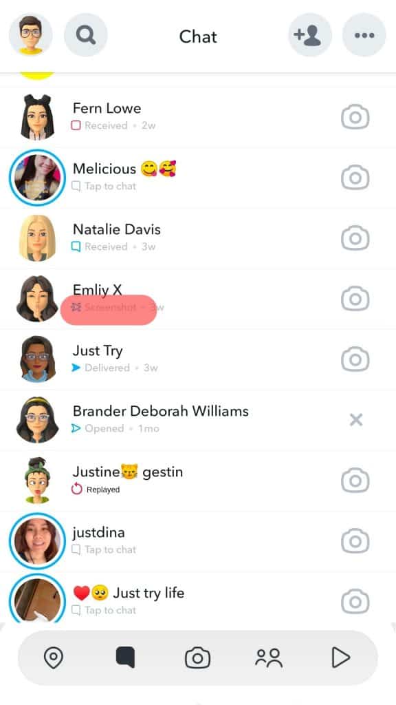 Screenshot Icons On Snapchat
