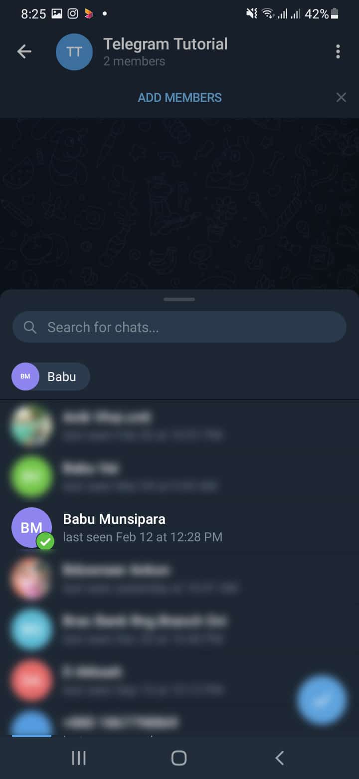 Select A Memember To Add In The Group