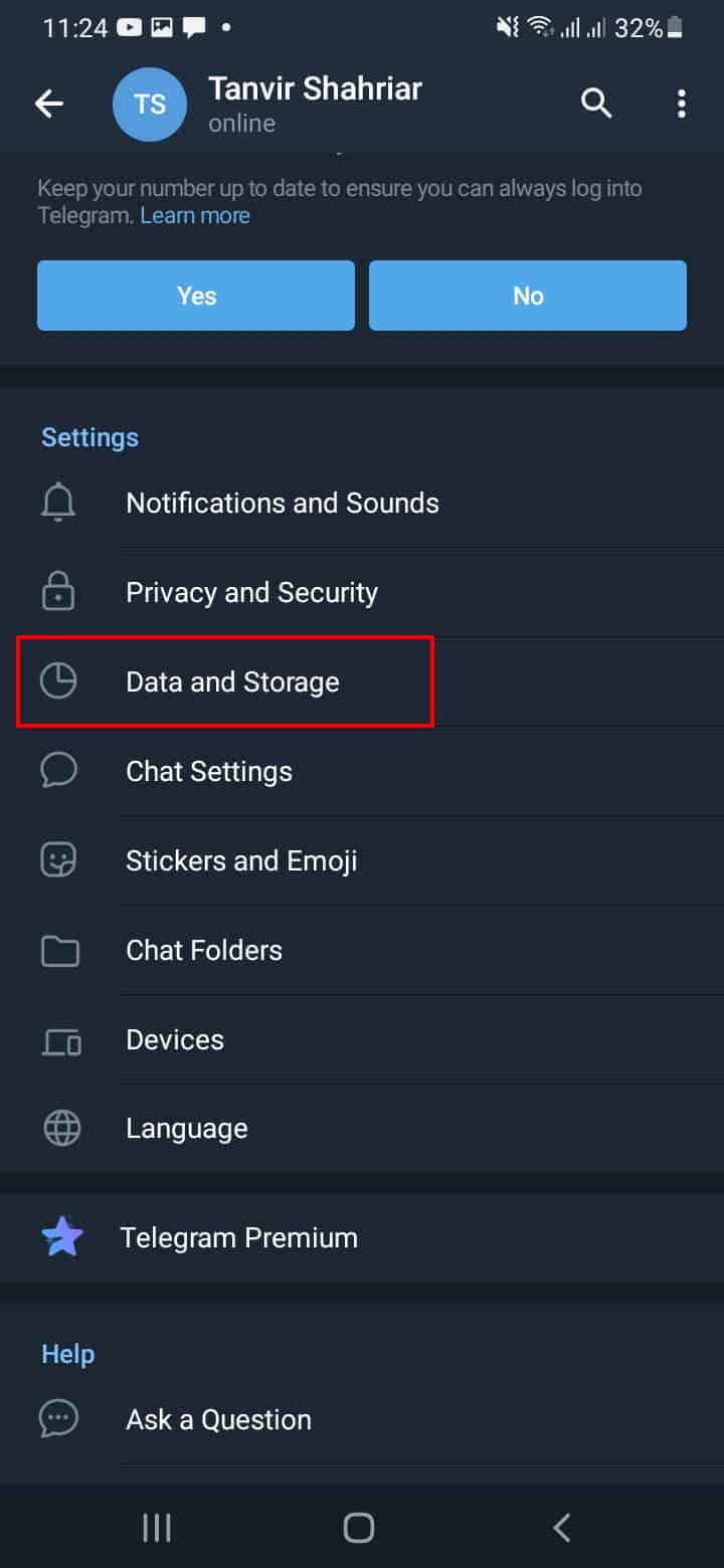 Data Storage Setting