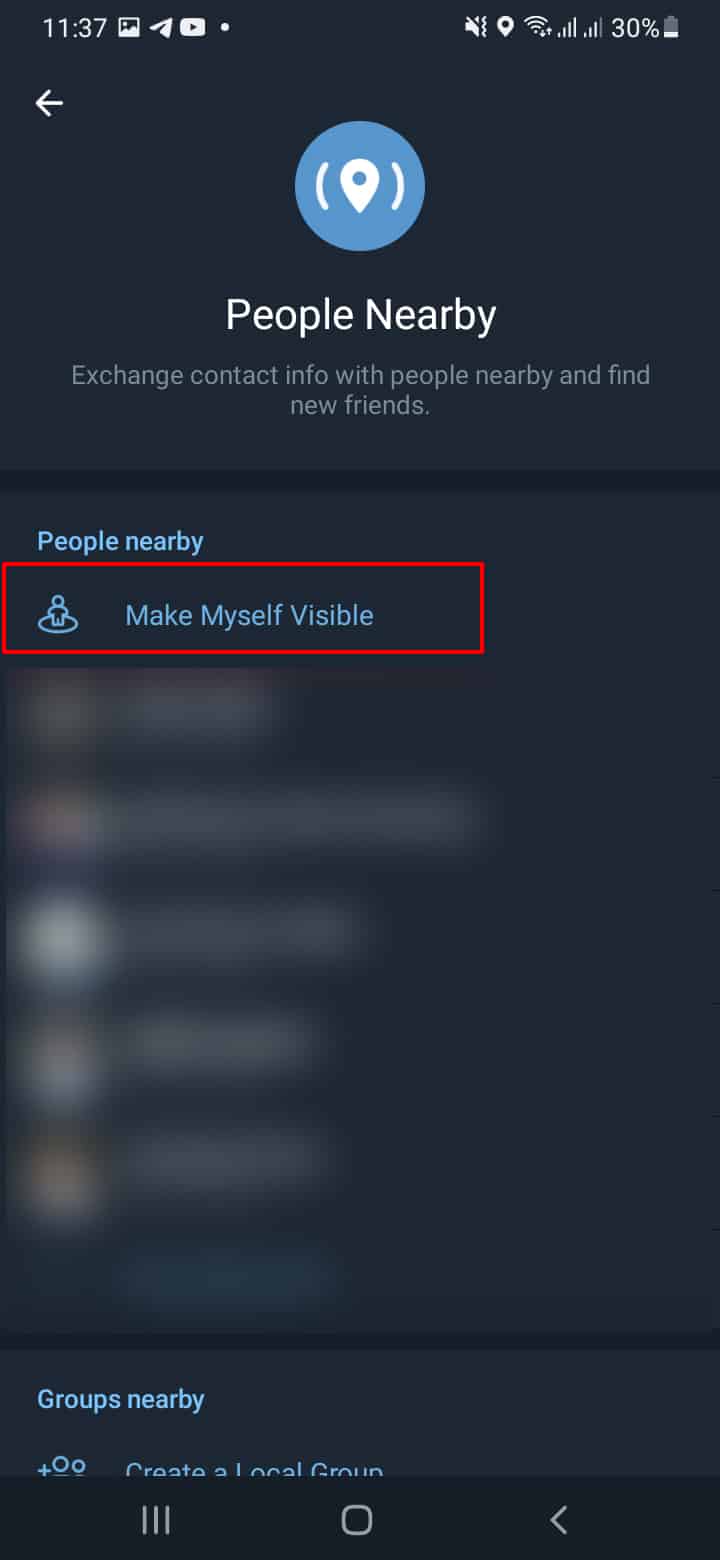 Make Myself Visible Button