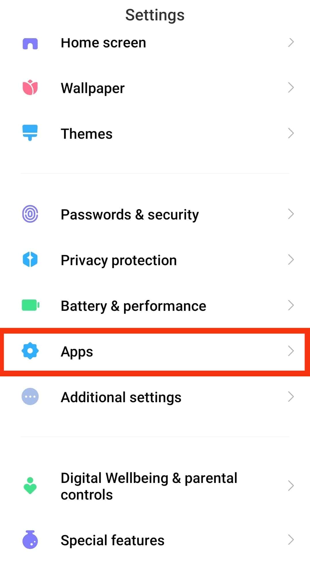 Scroll Down And Click On Apps Option