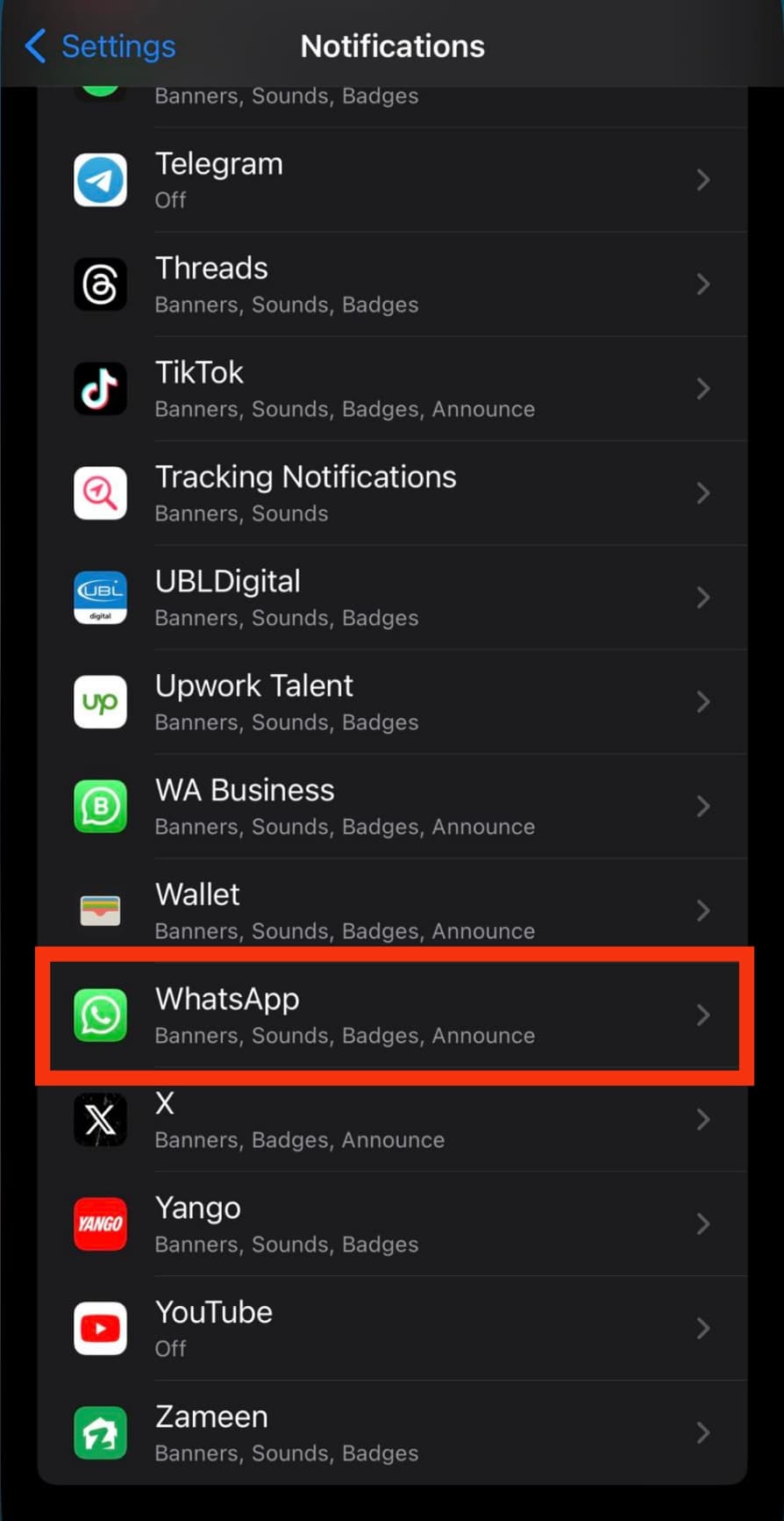 Scroll Down And Select Whatsapp