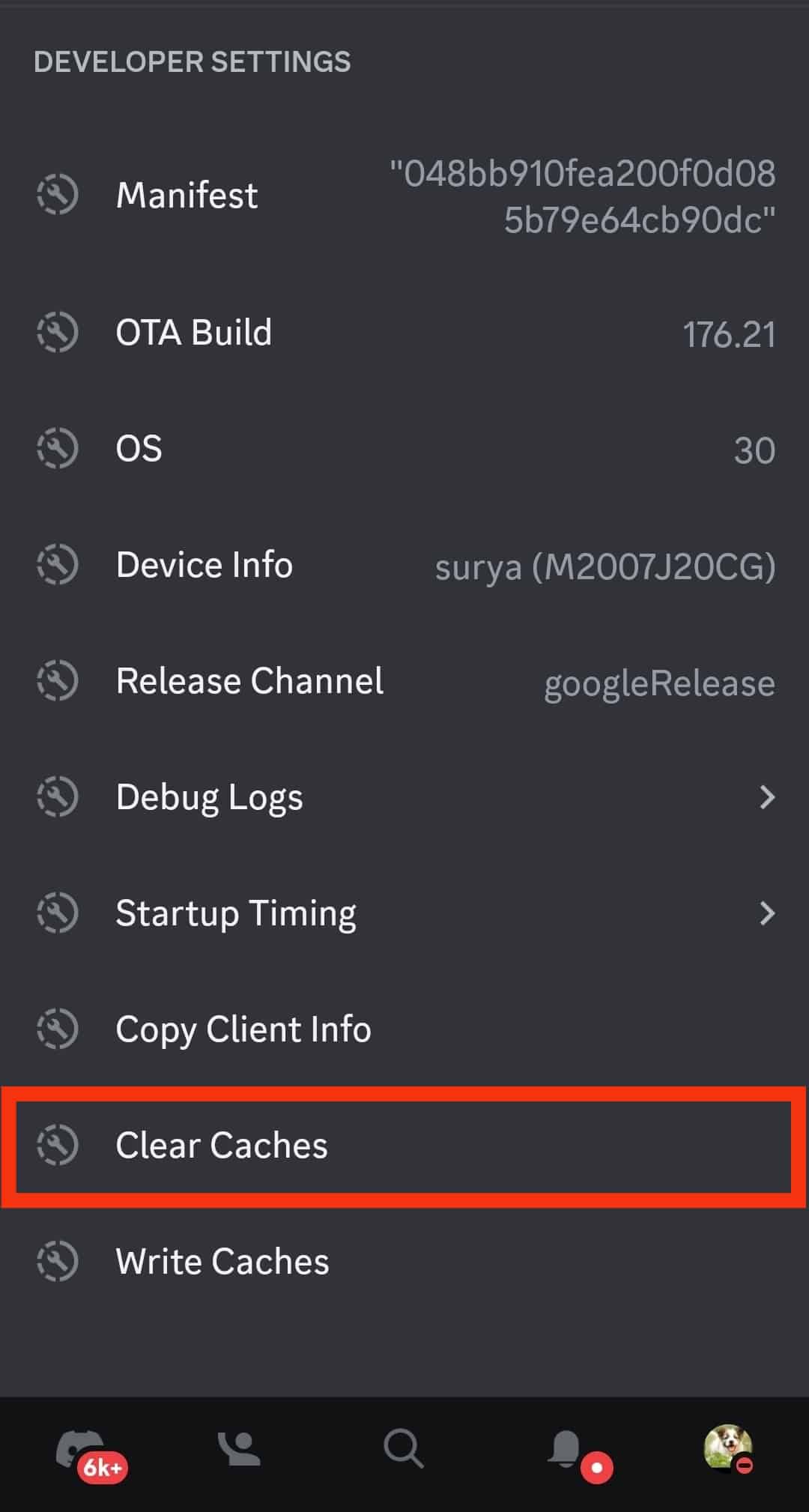 Scroll Down And Tap On Clear Caches