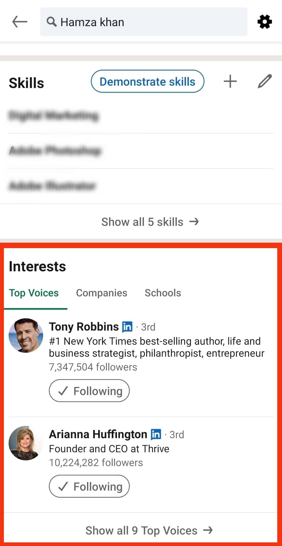 Scroll Down Till Interests