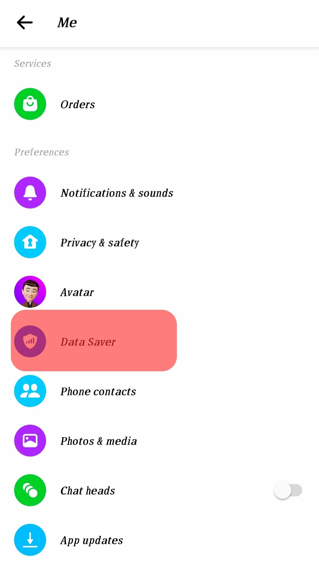 Scroll Down To Data Saver Option