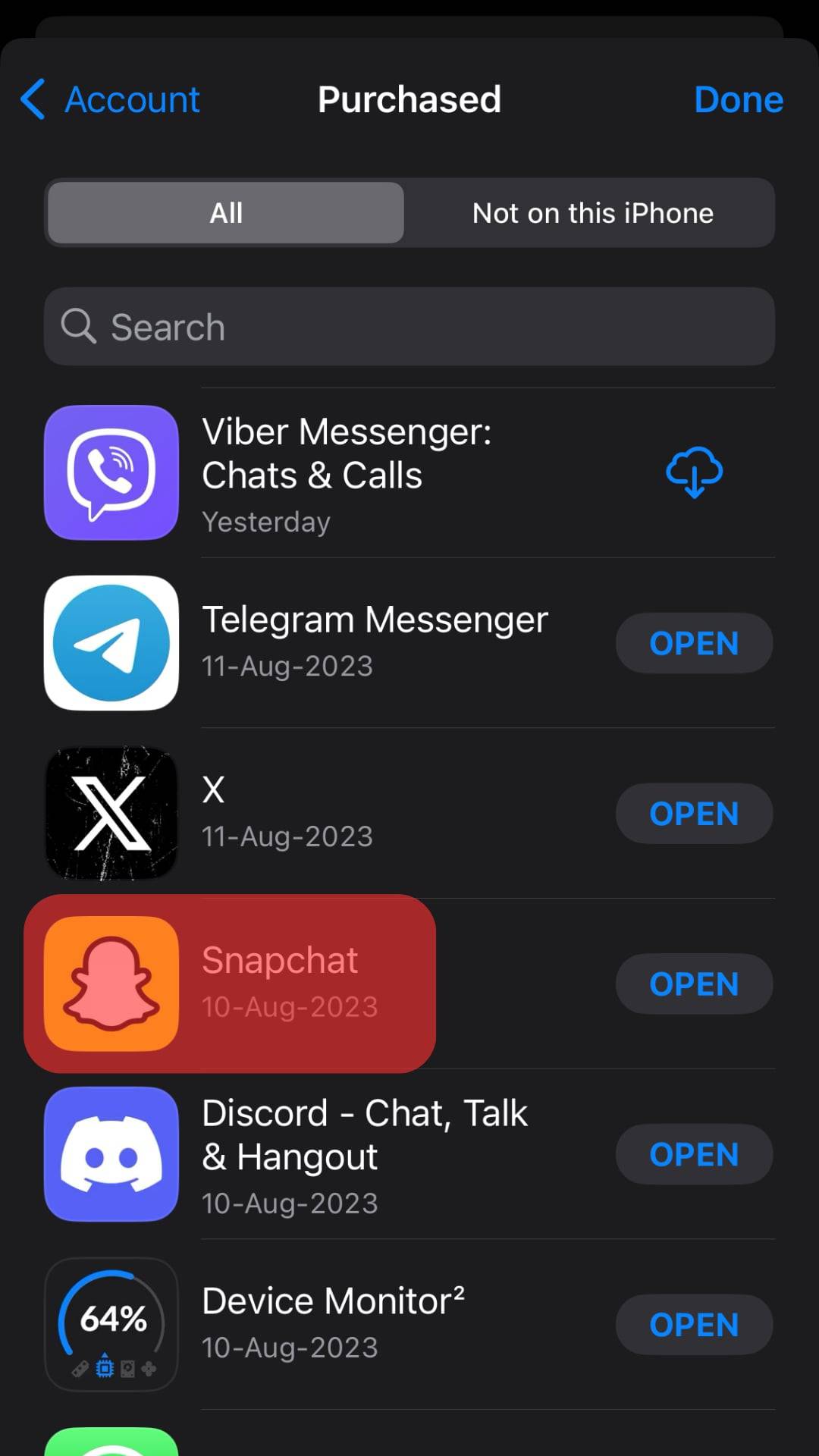 Scroll Down To Snapchat In App Store