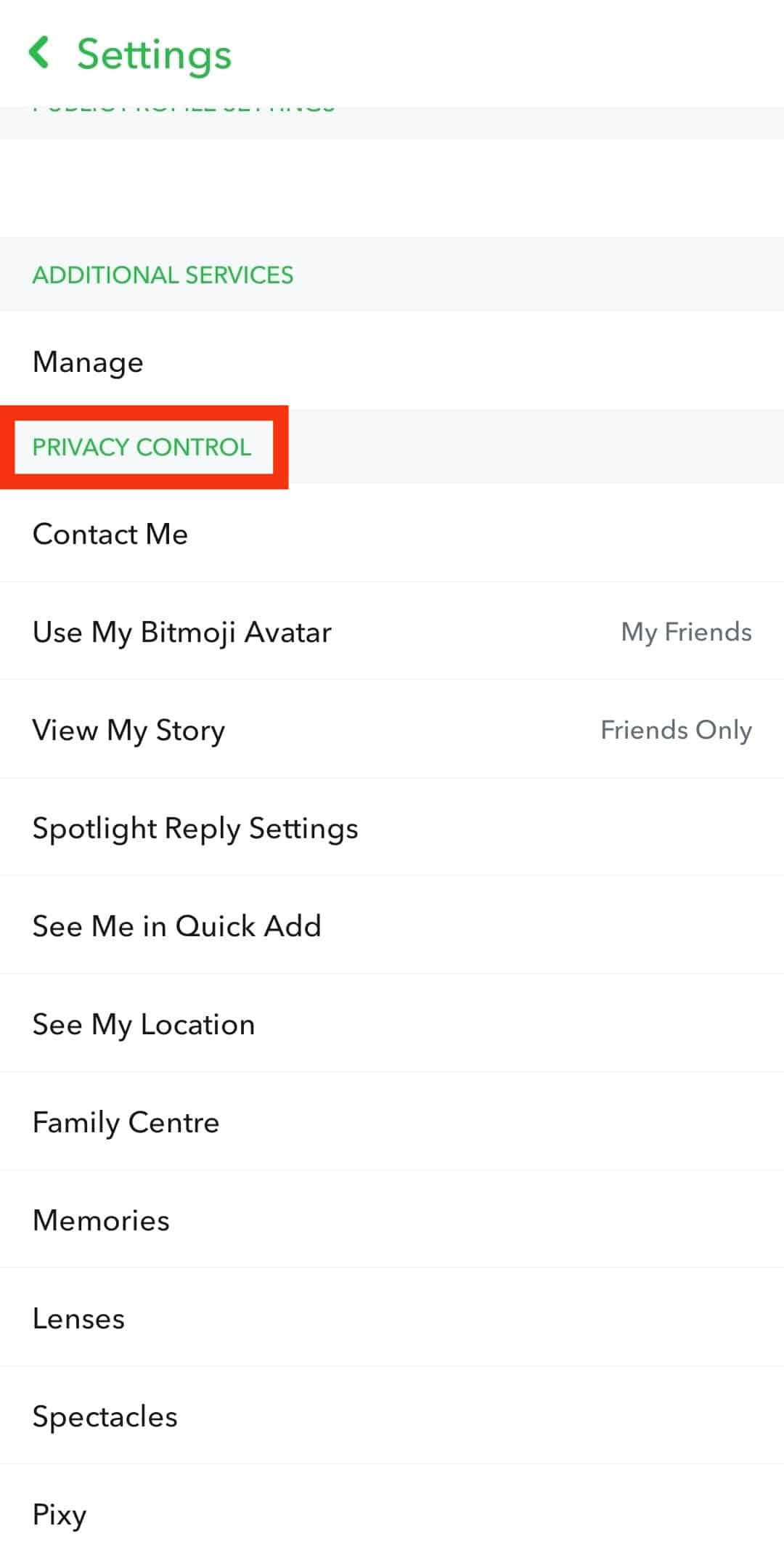 Scroll Down To The Privacy Control Section