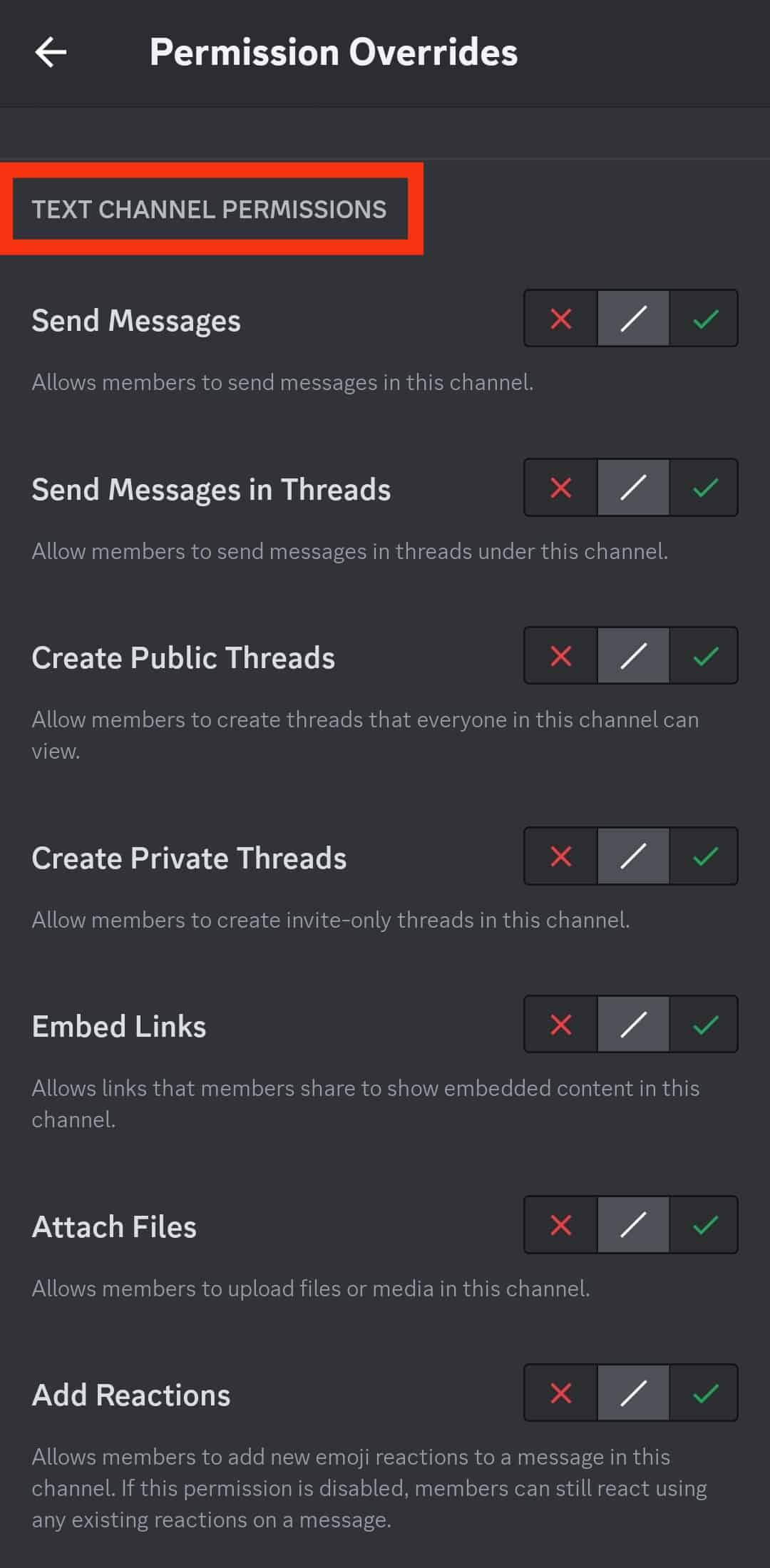 Scroll Down To The Text Channel Permissions Section