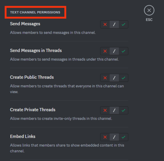 Scroll Down To The Text Channel Permissions Section.