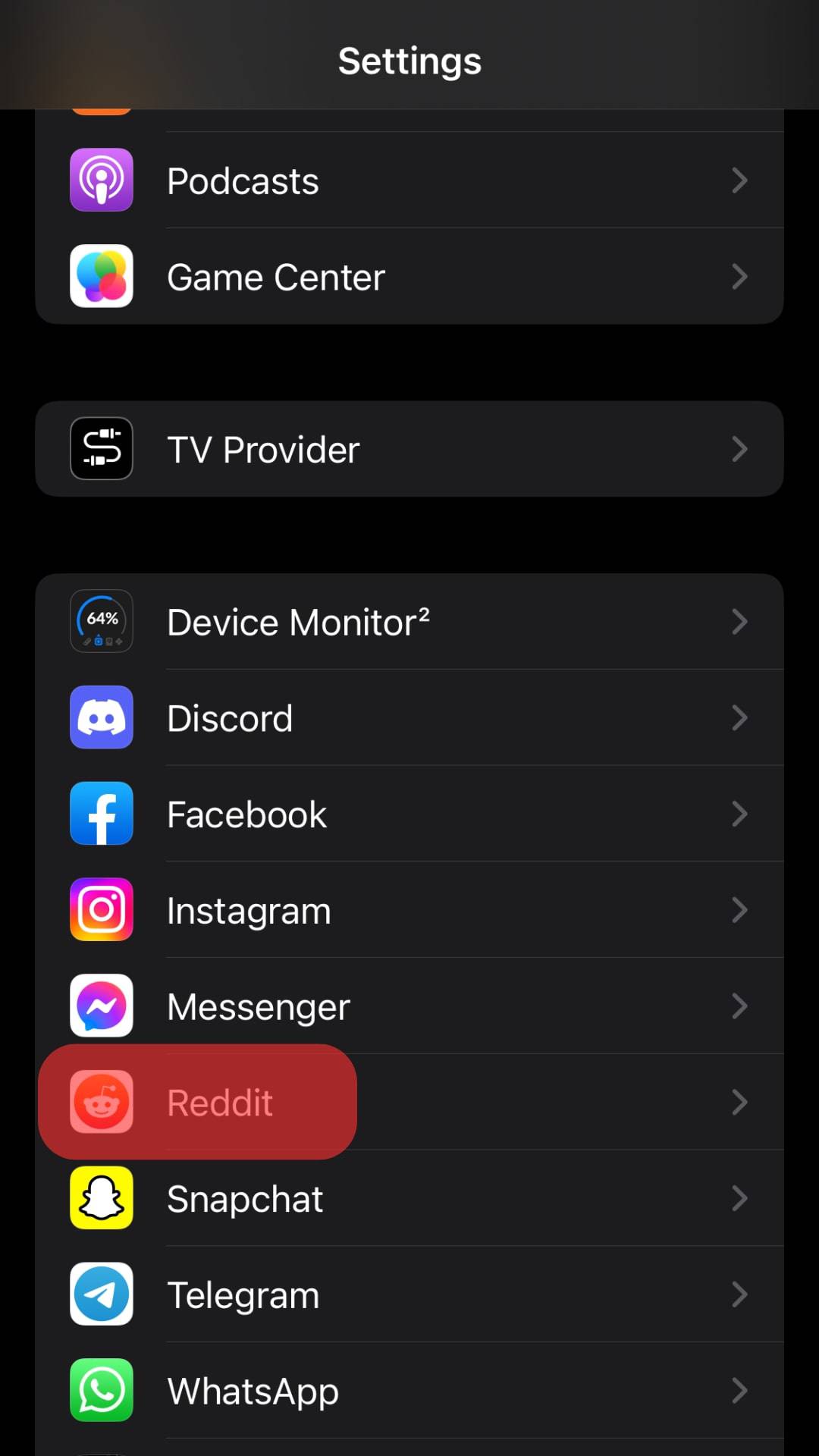 Scroll Through And Find The Reddit Application.