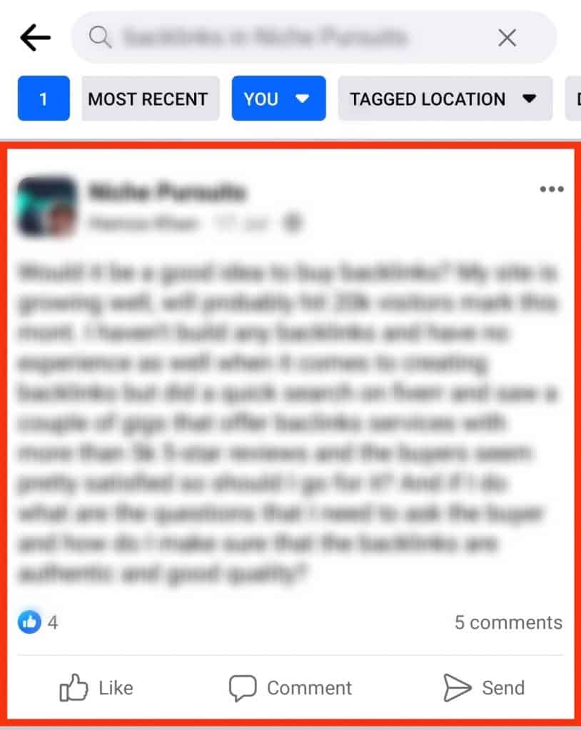 find first post in facebook group