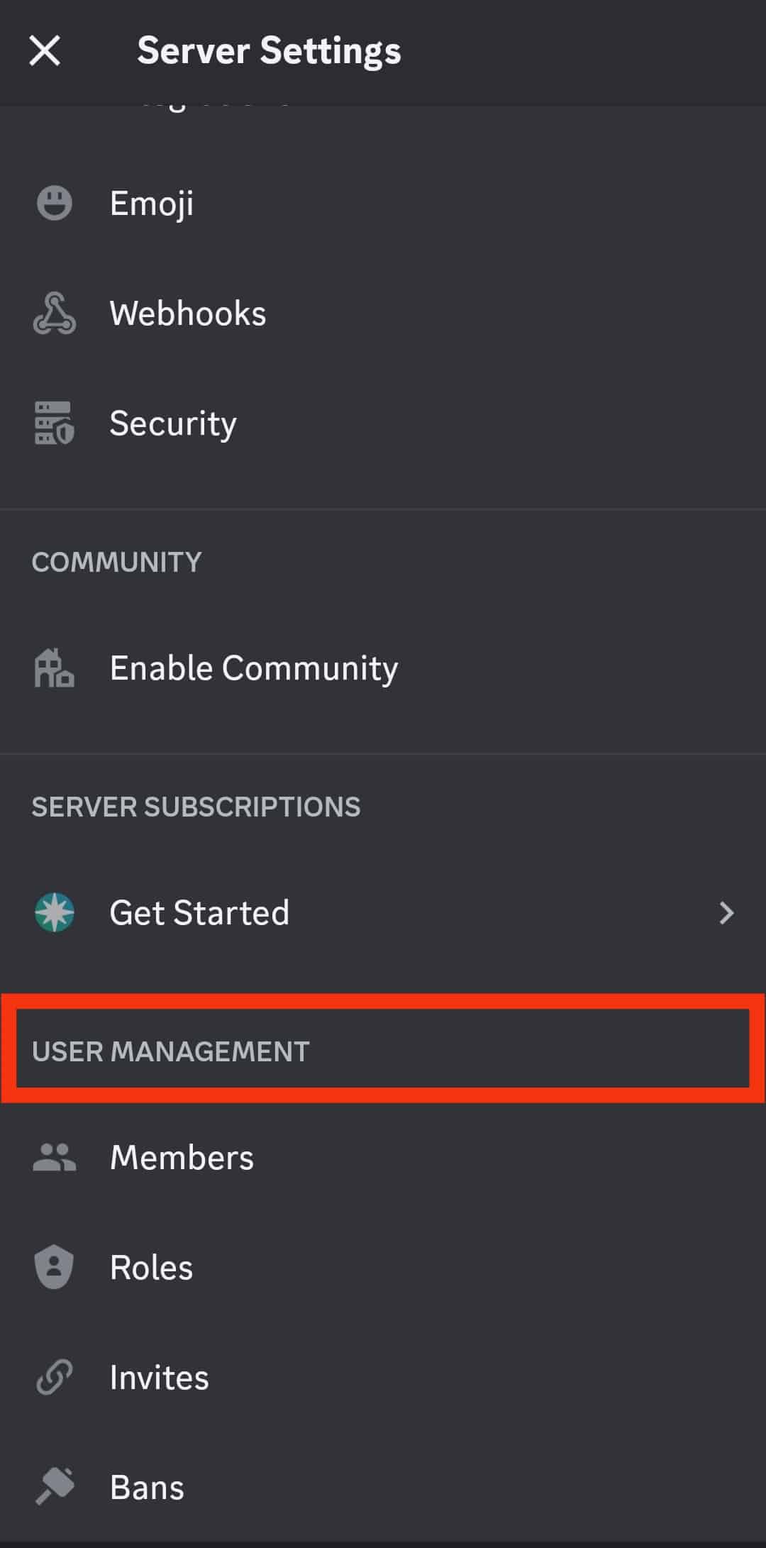 Scroll To User Management