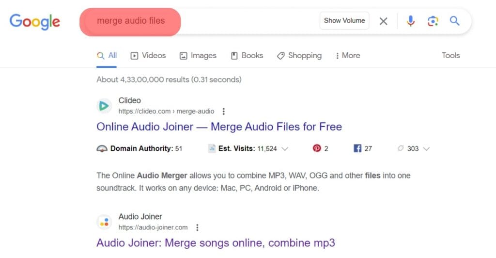 Search Merge Audio Files