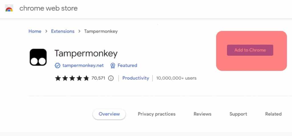 Search “Tampermonkey” And Get The Extension