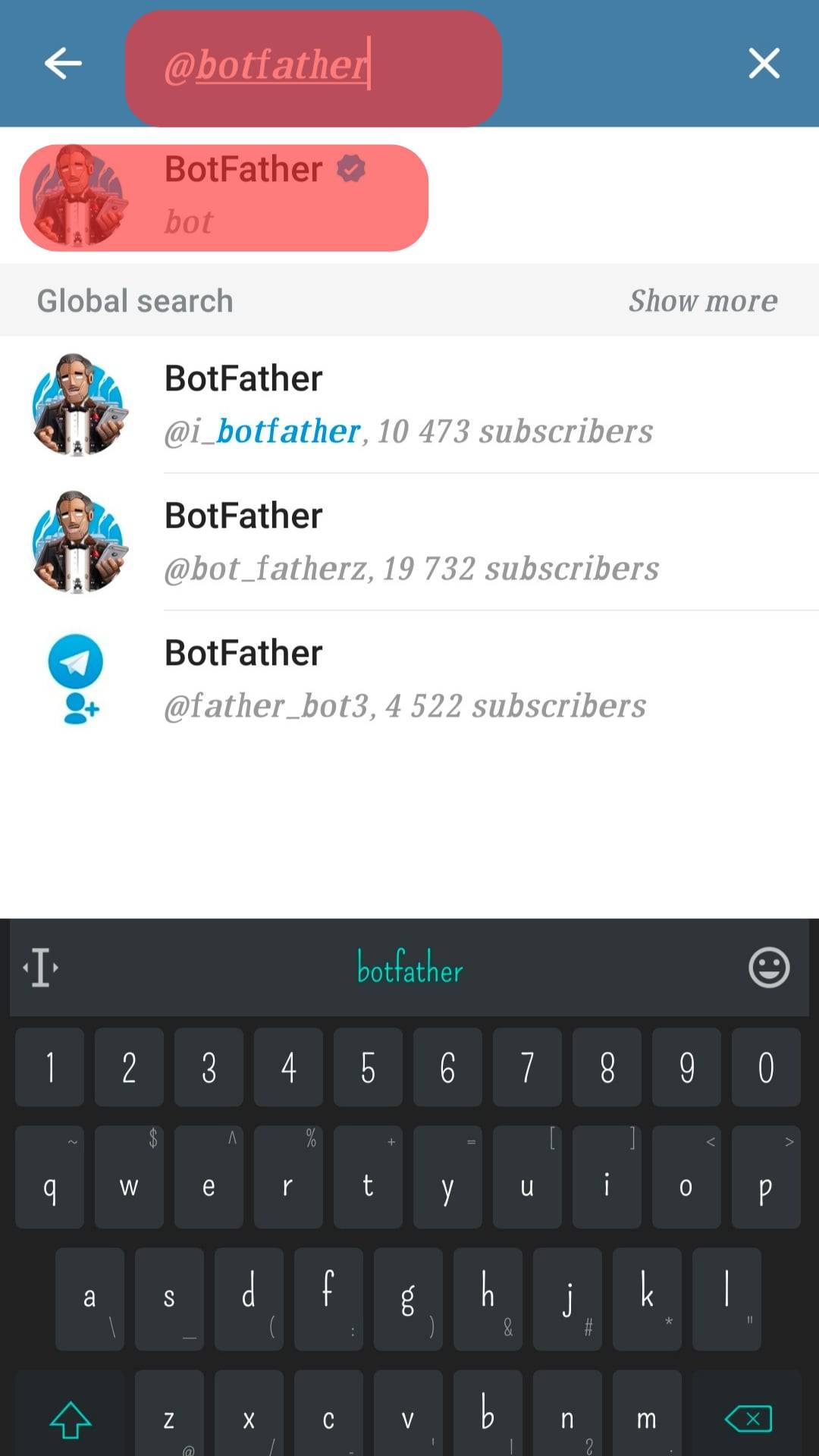 Search For @Botfather