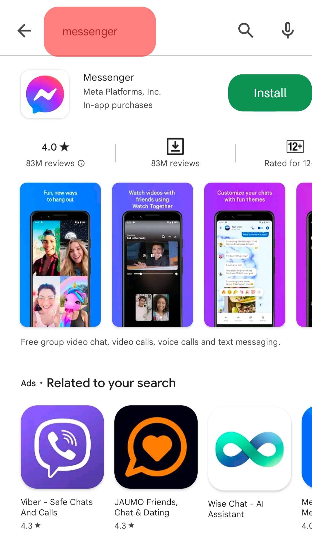 Search For Messenger And Tap On It To Open Its Info Page.