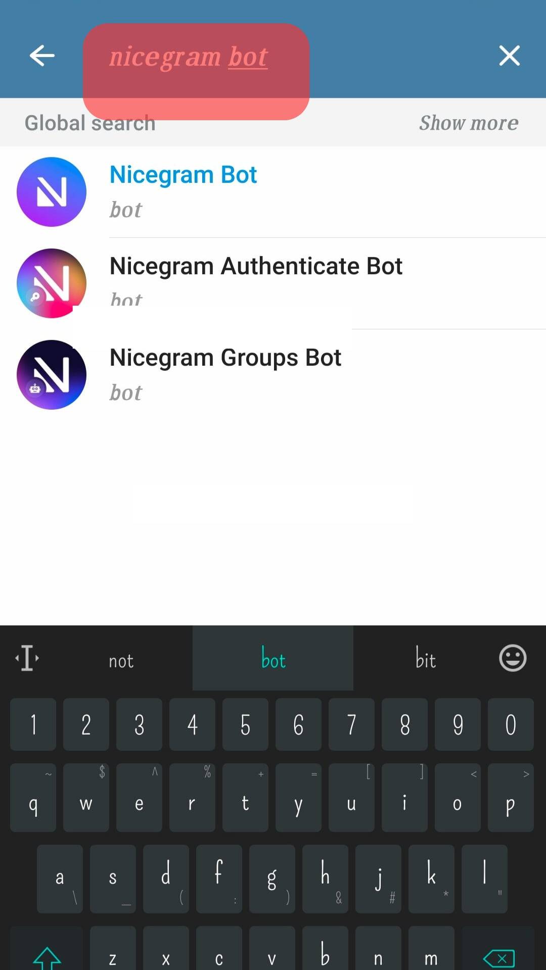 Search For Nicegram Bot