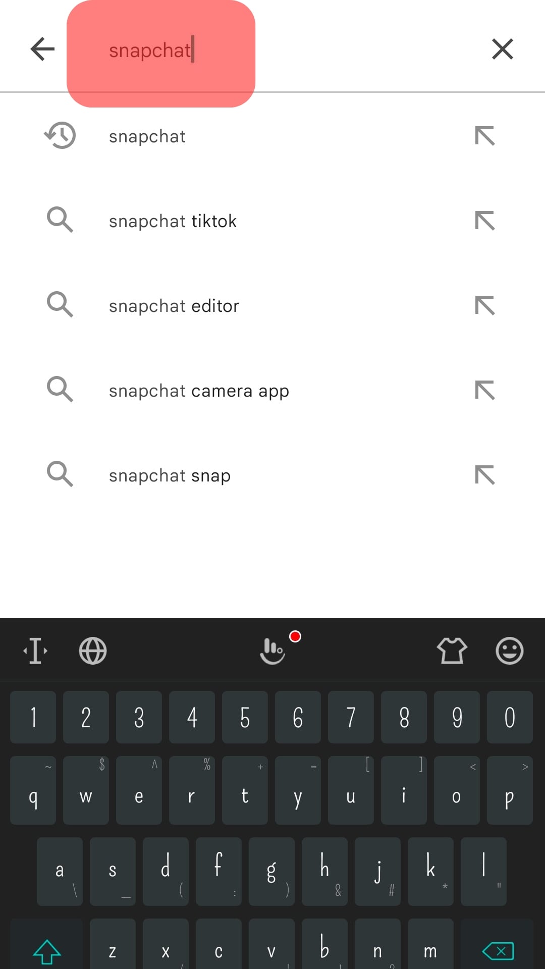 Search For Snapchat In Playstore Search Bar