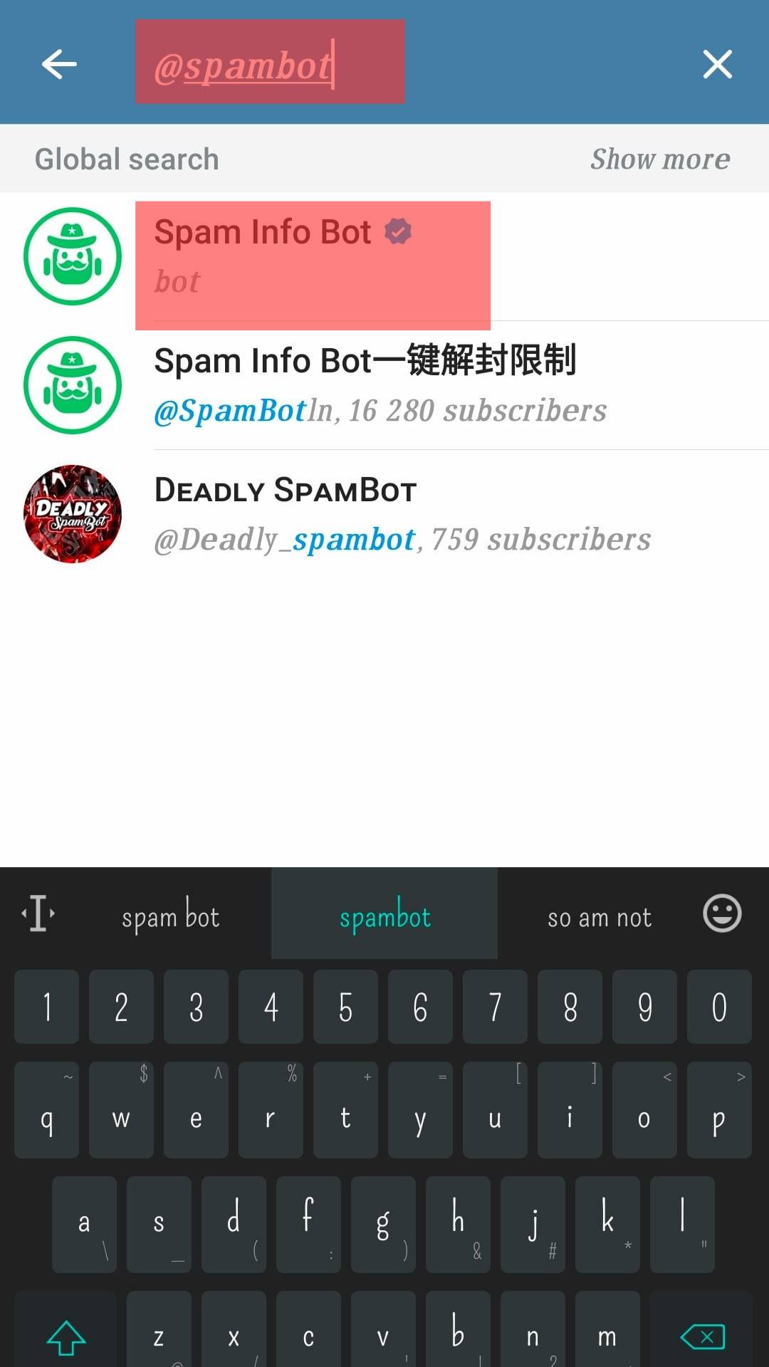 Search For Spambot
