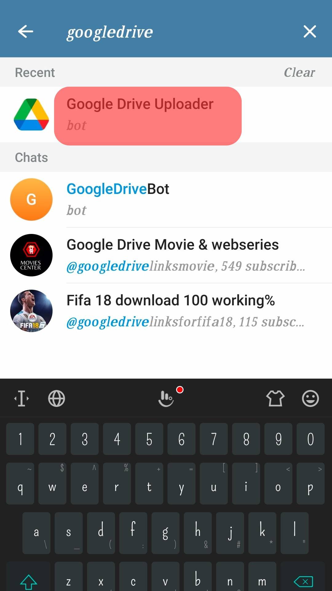 Search For The @Googledriveit_Bot In Telegram.