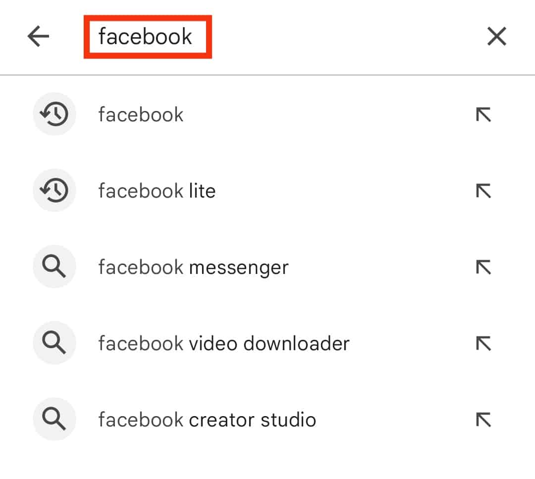 Search For The Facebook App