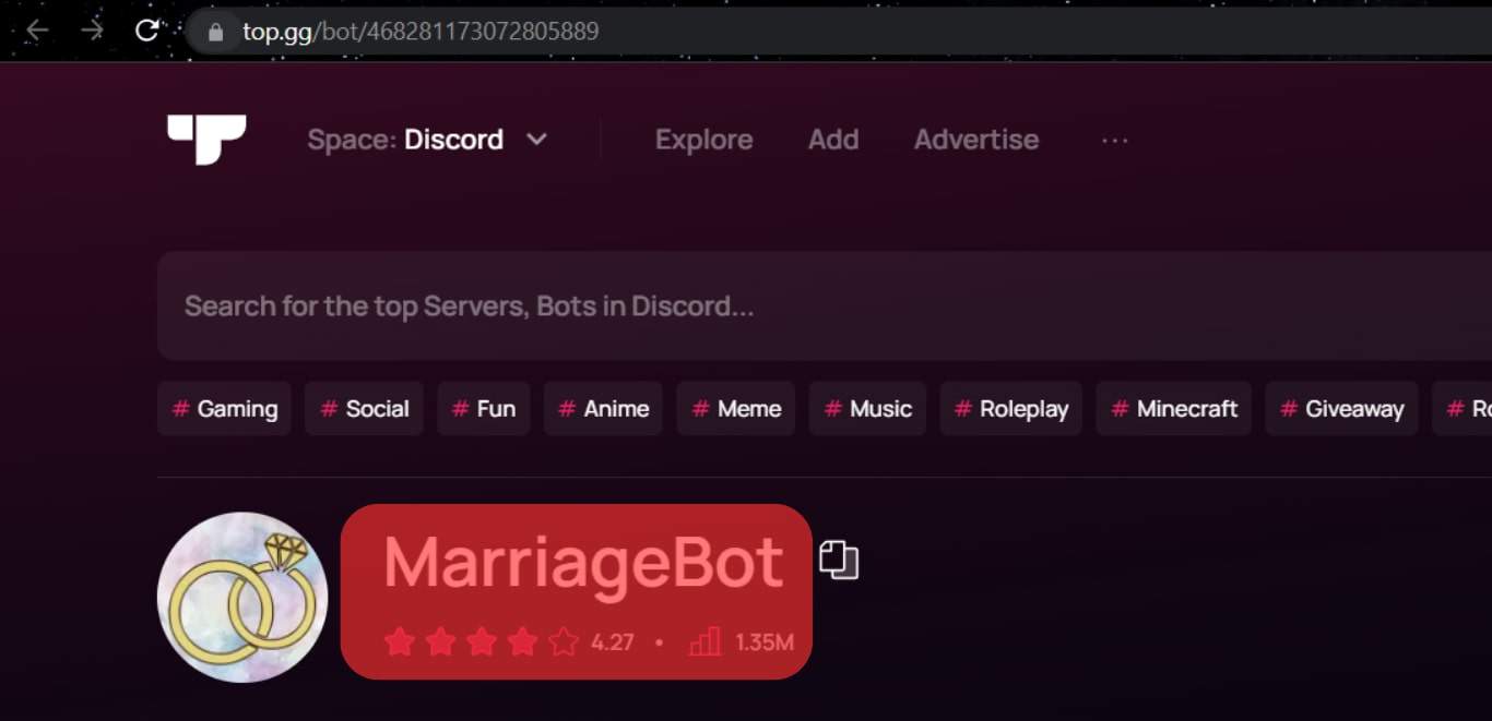 Search For The Marriage Bot.